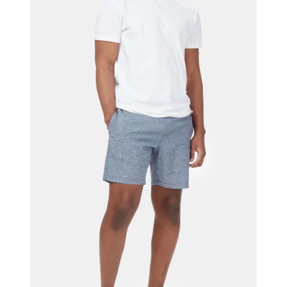 tentree Mens‎ Hemp Blend Elastic Waist Drawstring Shorts Blue XL